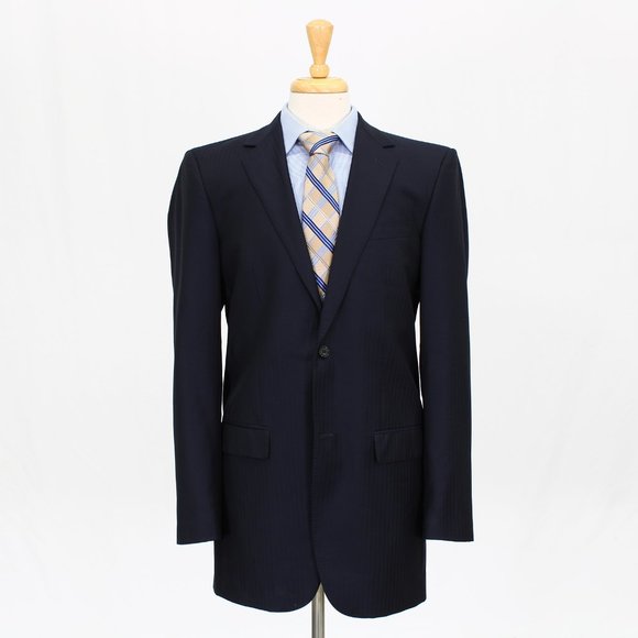 Bespoke 42L Navy HB 2-Button Sport Coat Blazer Jacket V627 - Picture 1 of 11